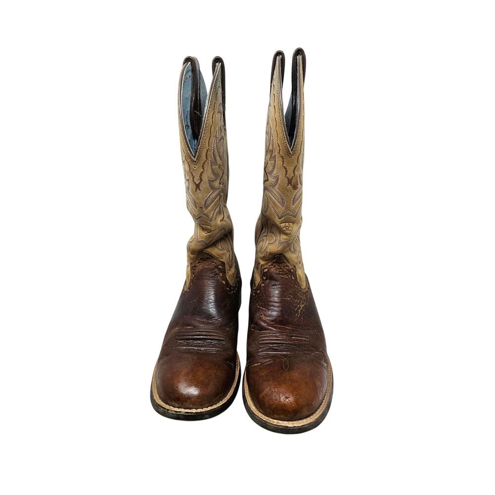 Ariat 8.5 Heritage Horseman Brown Leather Cowgirl Western Rodeo Boot Stitched View 4